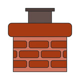 Red brick chimney in vector icon