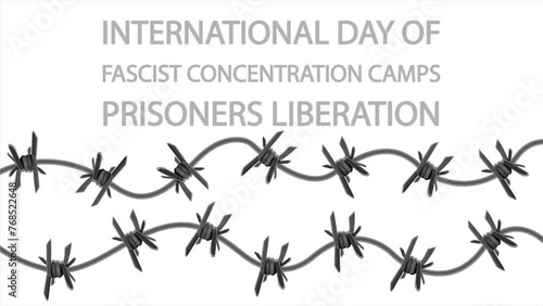 Fascist concentration camps prisoners liberation international day, art video illustration. photo