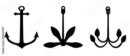 Nautical Anchor vector stock illustration. naval   illustration symbol. collection types anchors isolated on a white background