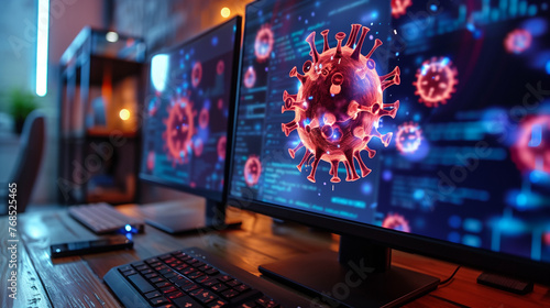 computer infect virus and malware, cybersecurity concept