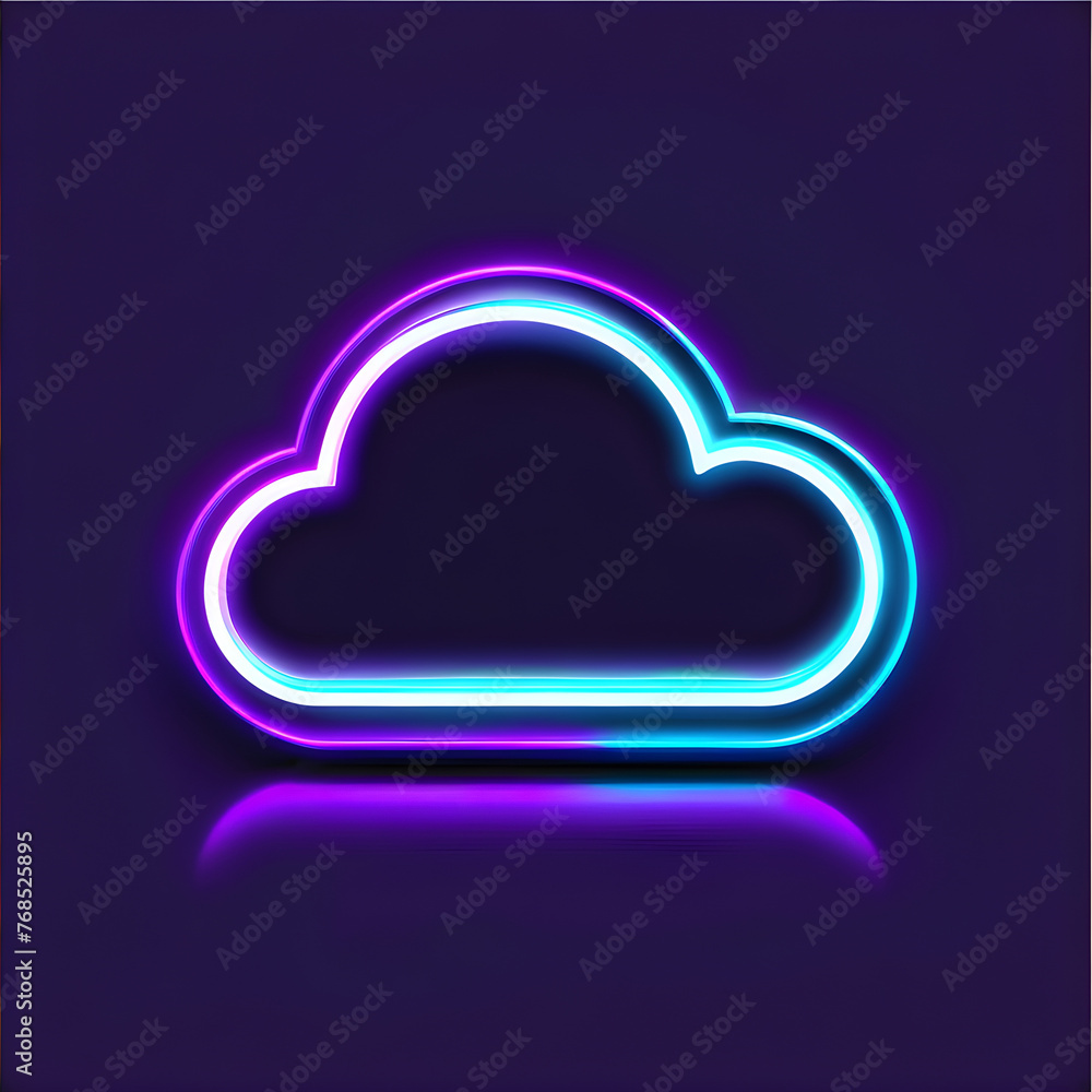 Purple Neon Cloud Icon: Add a Touch of Mystery to Your Designs(Generative AI) Purple Neon Cloud Icon: Add a Touch of Mystery to Your Designs(Generative AI)