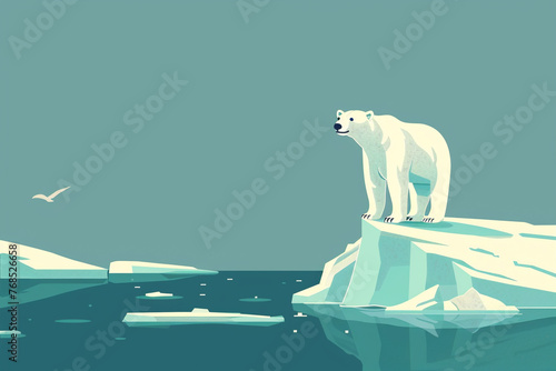 Polar bear on melting ice floe