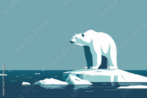 Polar bear on melting ice floe