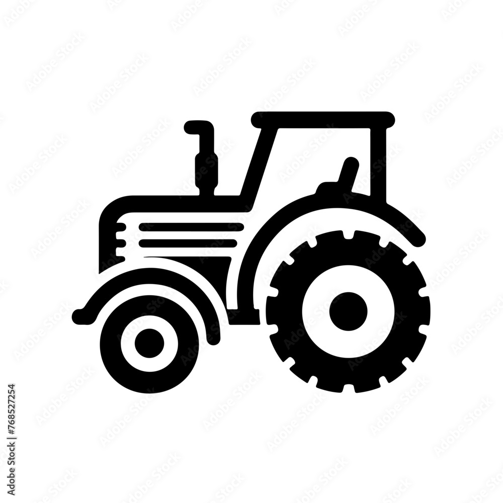 Obraz premium utility tracktor as simple single icon logo vector illustration , isolated on transparent background