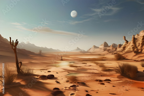 sunset in the desert.Generative AI