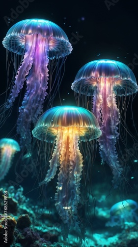 Jellyfishes in under water © Nethma