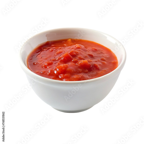 White bowl on tomato sauce. isolated on transparent background.