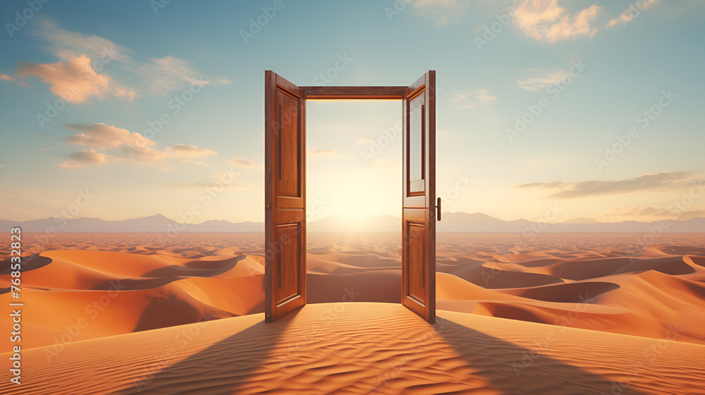 Sol arena amarillo desierto duna amanecer tierra luz solar seca sahara cielo atardecer azul naturaleza áfrica horizonte paisaje caliente
 - obrazy, fototapety, plakaty 