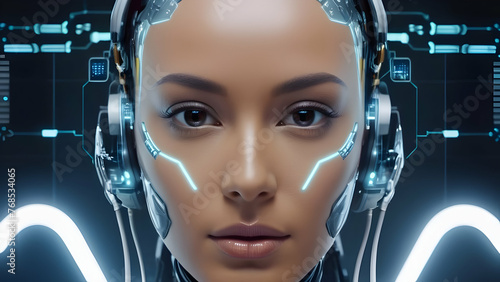 Face of futuristic and Innovative Imagery AI and Automation of artificial intelligence