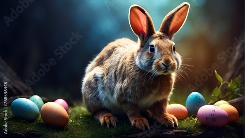Easter rabbit fantasy animal in a dramatic perspective with a magical awakening notion © Ashan