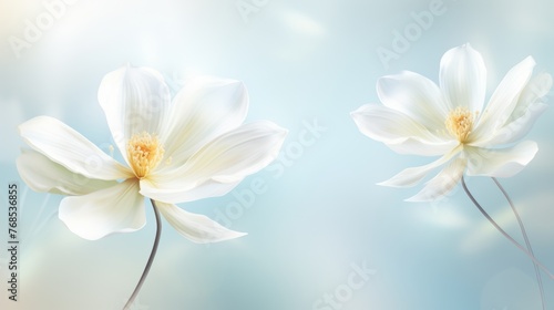 Ethereal magnolia petals in dual light exposure, ideal for greeting card design with space for text © Aliaksandra