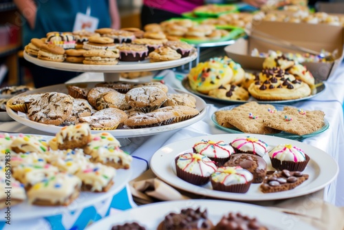 charity bake sale table with homemade goods