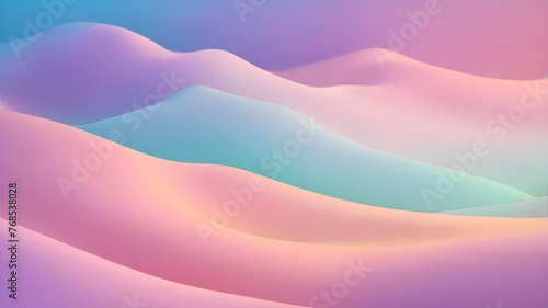 Volumed pale colorful waves background. Illustration of pastel hills landscape.  photo