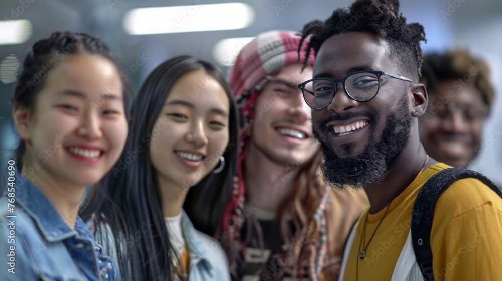 Fototapeta premium A multicultural group of friends laughing and enjoying each other, diversity and inclusion in the workplace