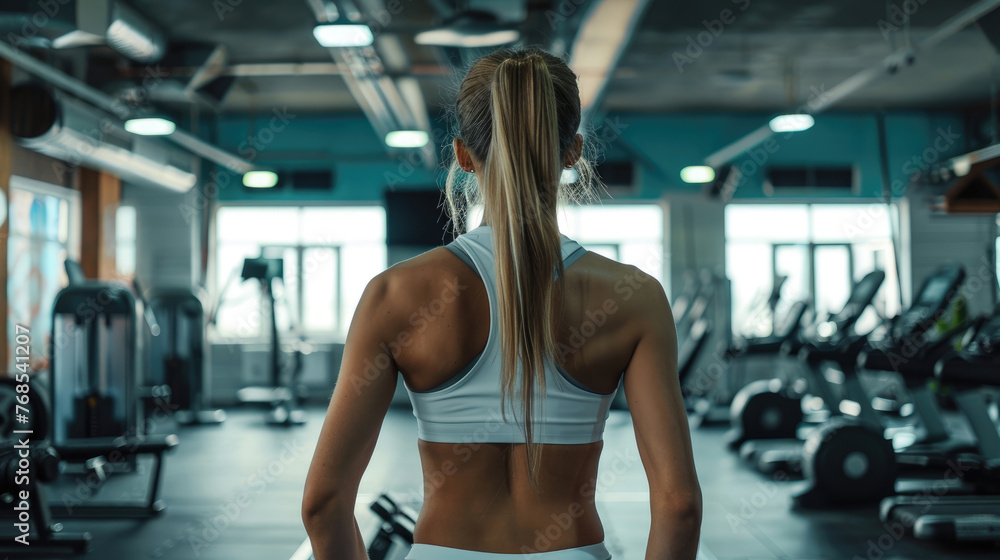 Fototapeta premium Fit Woman Posing in Fitness Studio