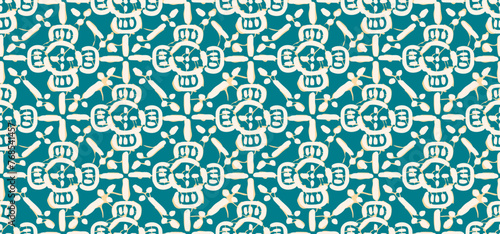 Digital seamless pattern block print batik vintage. 