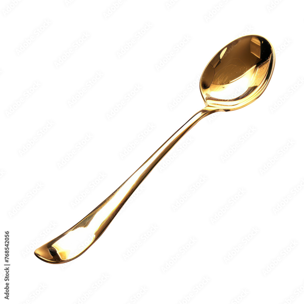 golden spoon cutlery element isolated on transparent background