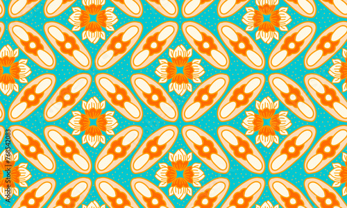 Batik Kawung is a batik motif whose shape is in the form of a circle similar to a kawung fruit which is neatly arranged geometrically. Seamless pattern background vector.