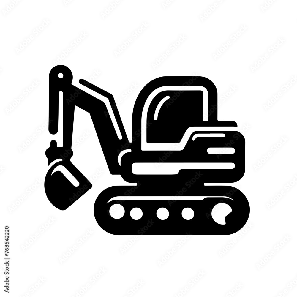 mini excavator as a single simple icon logo vector illustration, isolated on transparent background mini excavator as a single simple icon logo vector illustration, isolated on transparent background
