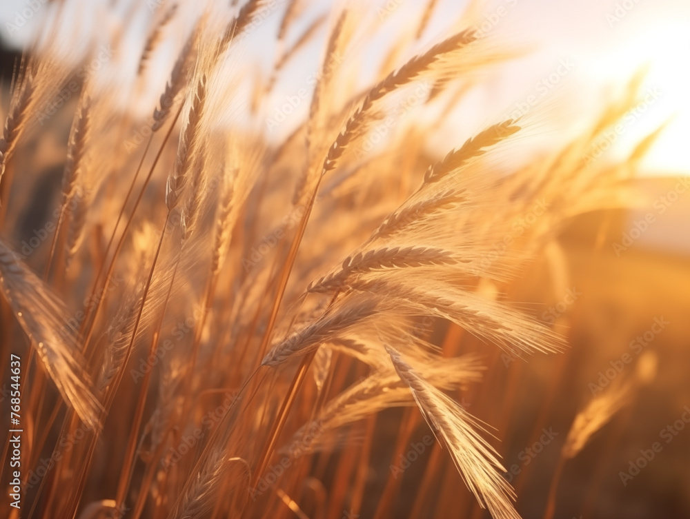 Golden reeds swaying at sunset, capturing the essence of summer warmth Golden reeds swaying at sunset, capturing the essence of summer warmth
