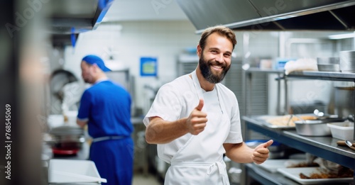 Cook in a kitchen giving thumbs up © Stock Pix