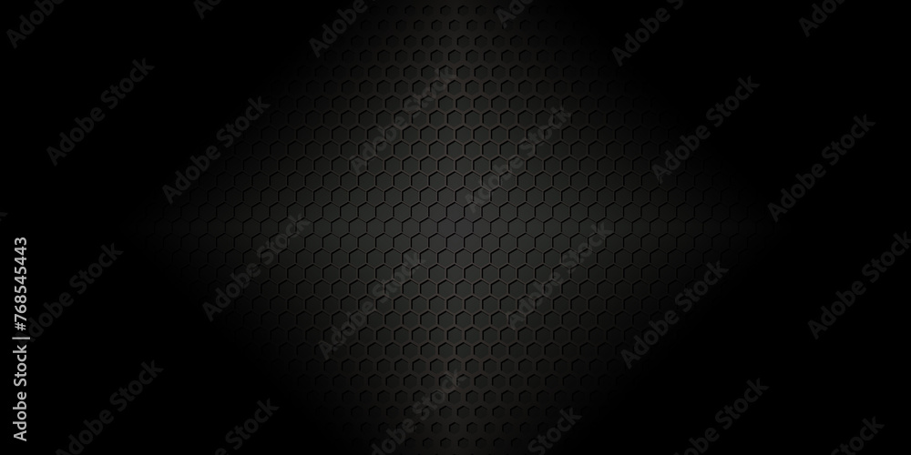hexagonal grid abstract background with a soft light and gradient background. Black and white or monochromatic pattern