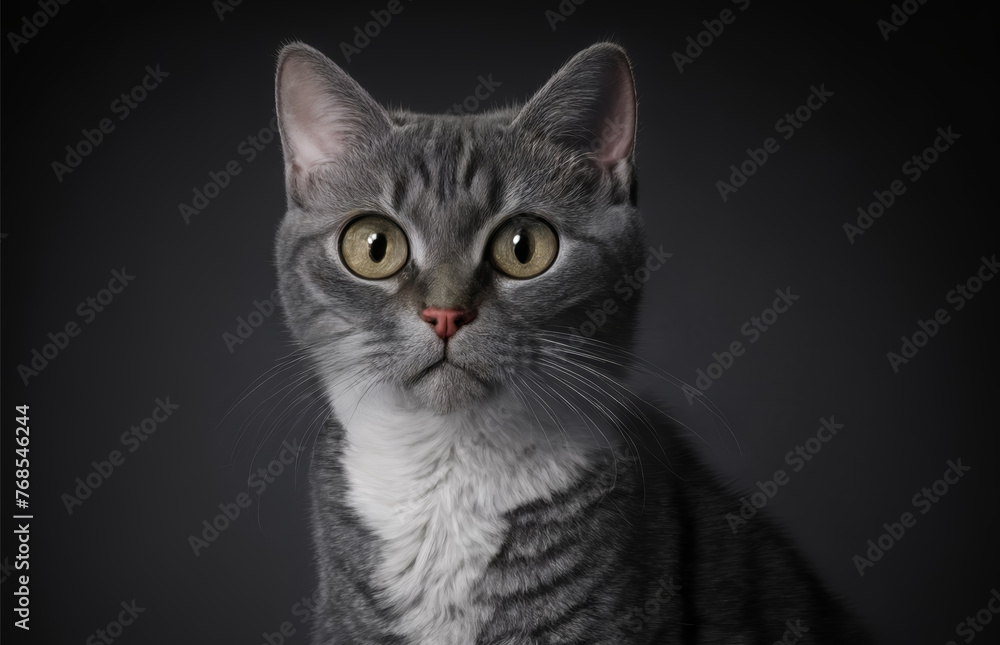 Domestic Cat, Studio Portrait Photography, Dark Background