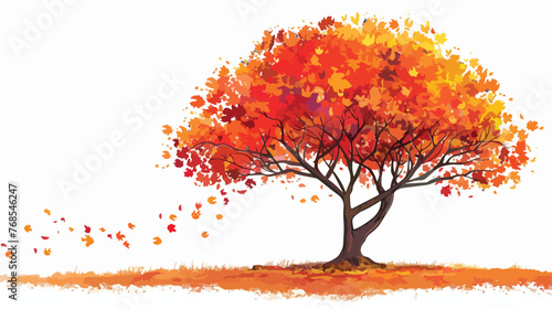 Tree close up in autumn flat vector isolated on white © Ideas