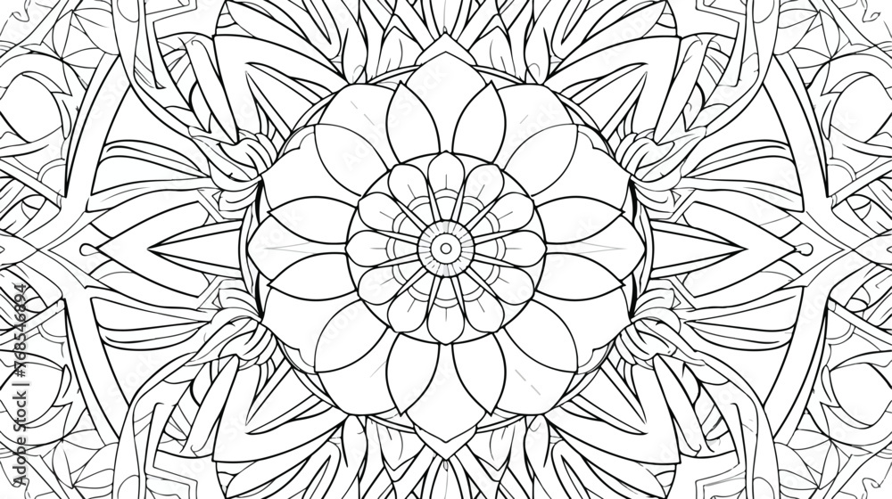 Vector drawing for coloring book. Geometric floral pat