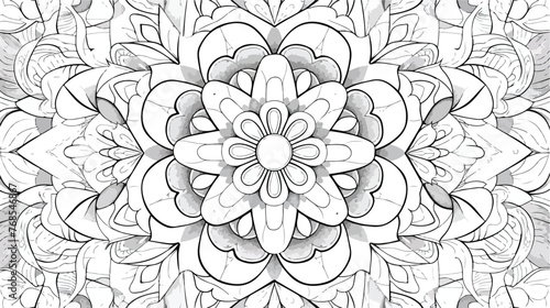 Vector drawing for coloring book. Geometric floral pat