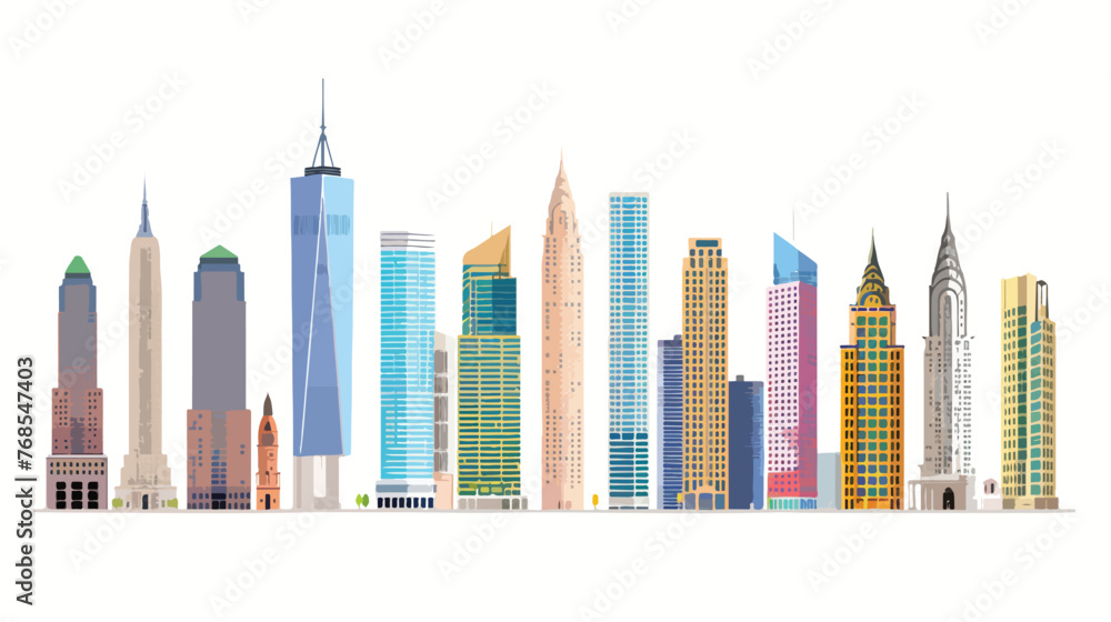 Vector skyscrapers flat vector isolated on white background