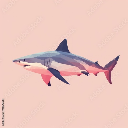 Stylized Illustration of a Great White Shark in Profile Against Neutral Background