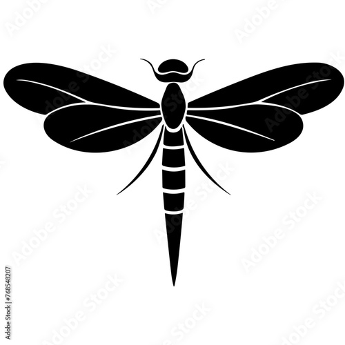 Simple dragonfly flat black icon