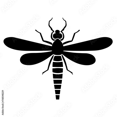 Simple dragonfly flat black icon