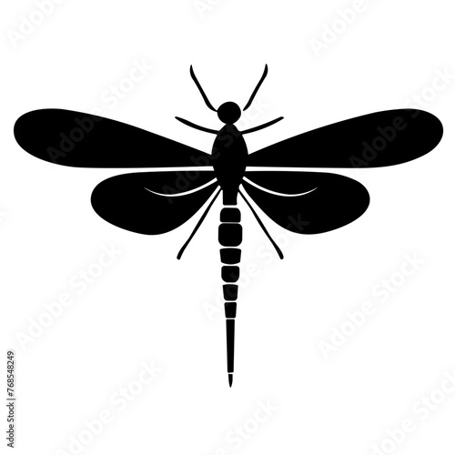 Simple dragonfly flat black icon