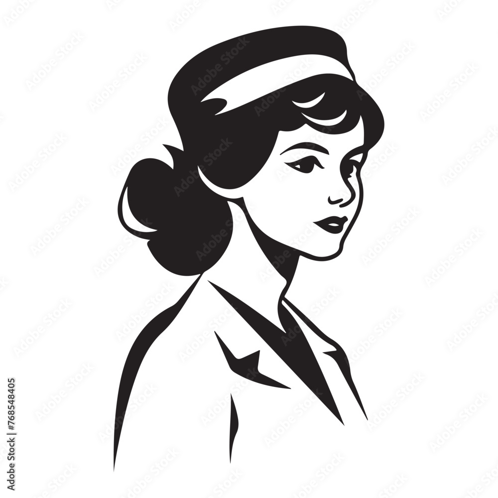 Nurse silhouette black white vector illustration Nurse silhouette black white vector illustration
