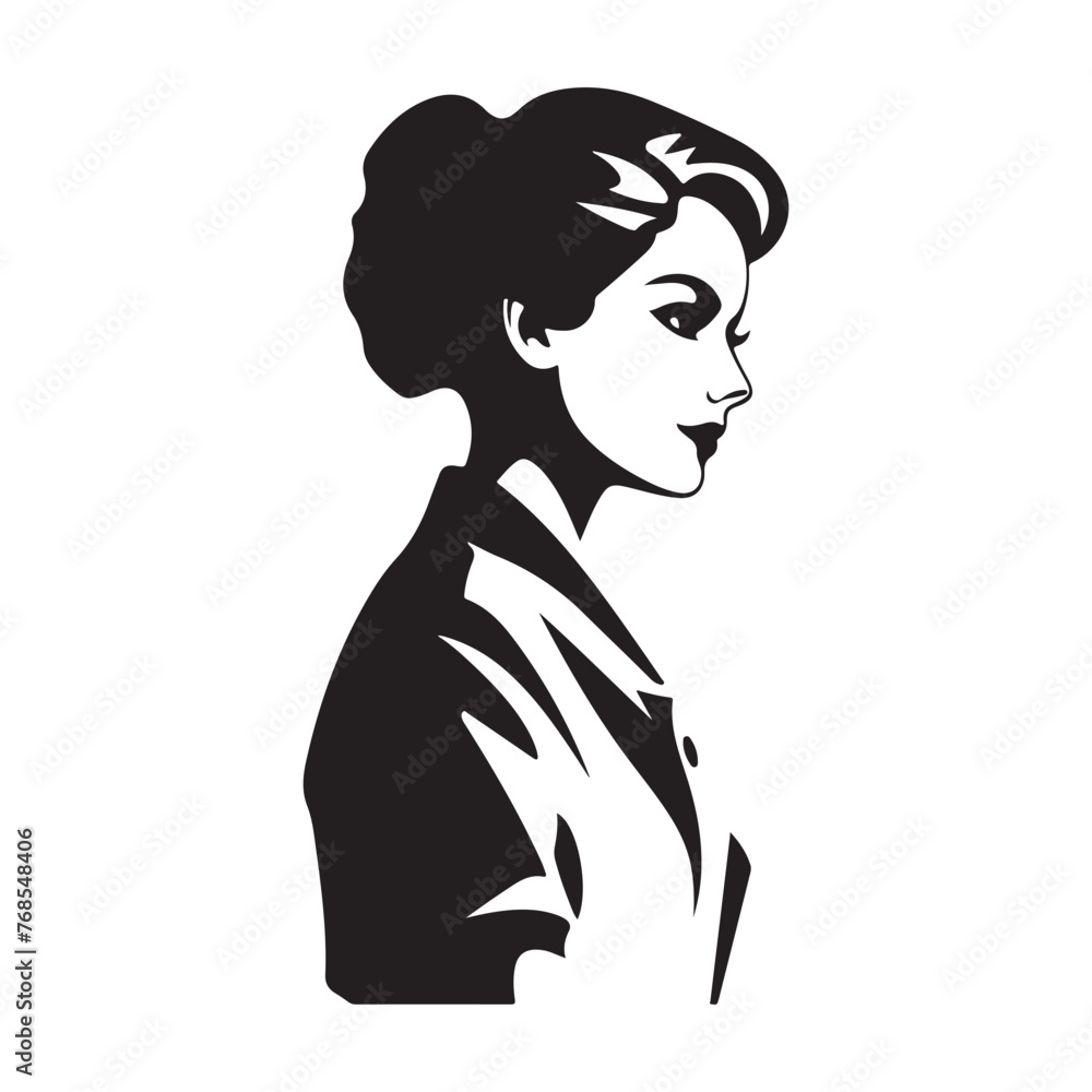 Nurse silhouette black white vector illustration Nurse silhouette black white vector illustration