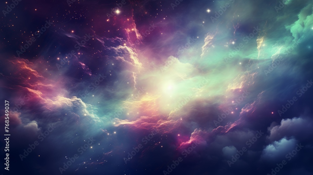 Vibrant nebula in cosmic space, astronomy universe supernova background, ideal for wallpaper - obrazy, fototapety, plakaty 