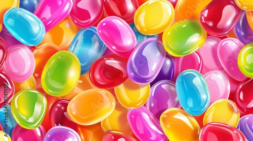 A vibrant and colorful background of various jelly beans.