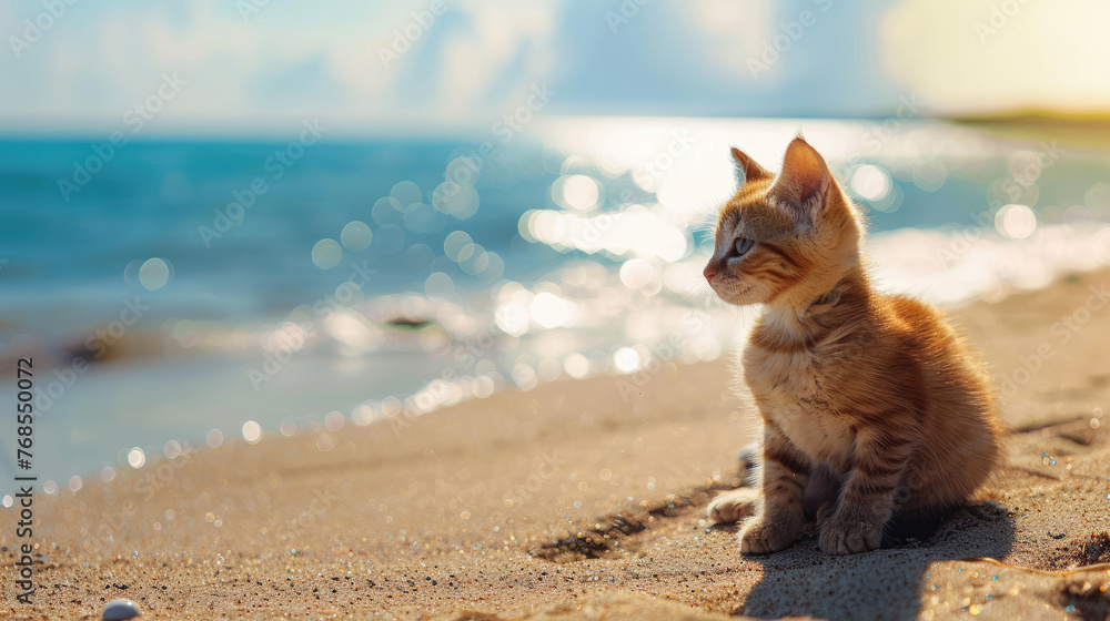 Cat Having Fun in the Sun on the Beach Cat Having Fun in the Sun on the Beach