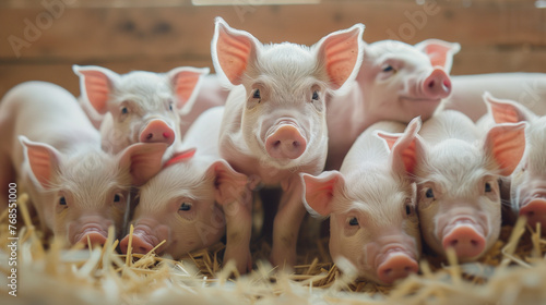 happy piglets at an organic farm 