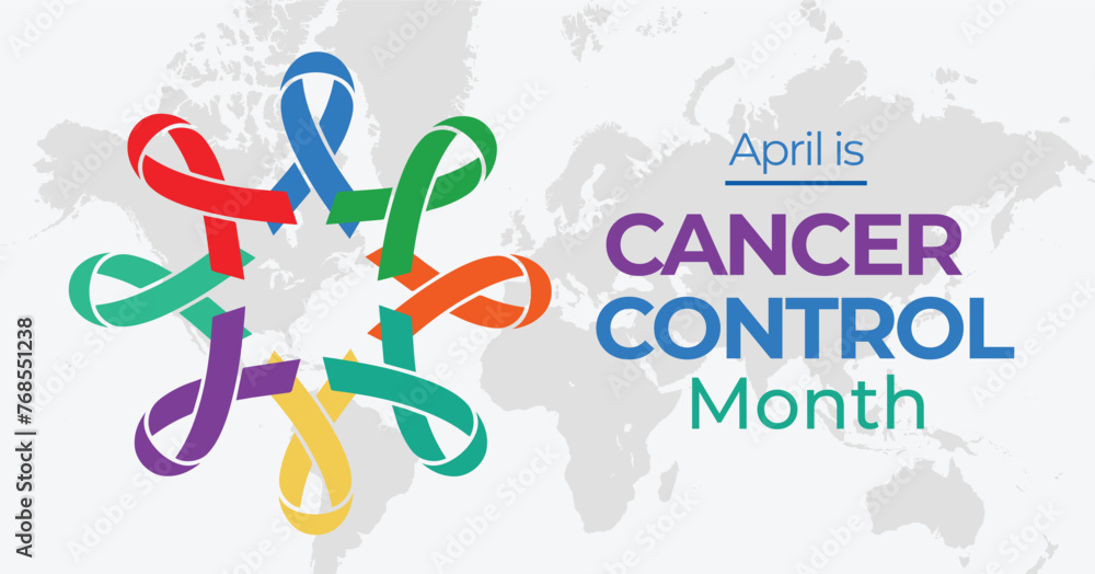 Cancer control month campaign banner. Observed in April. National cancer prevention advocacy poster. - obrazy, fototapety, plakaty 