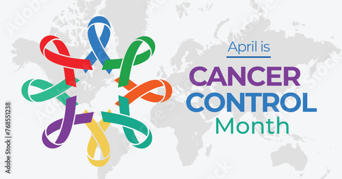 Cancer control month campaign banner. Observed in April. National cancer prevention advocacy poster. photo