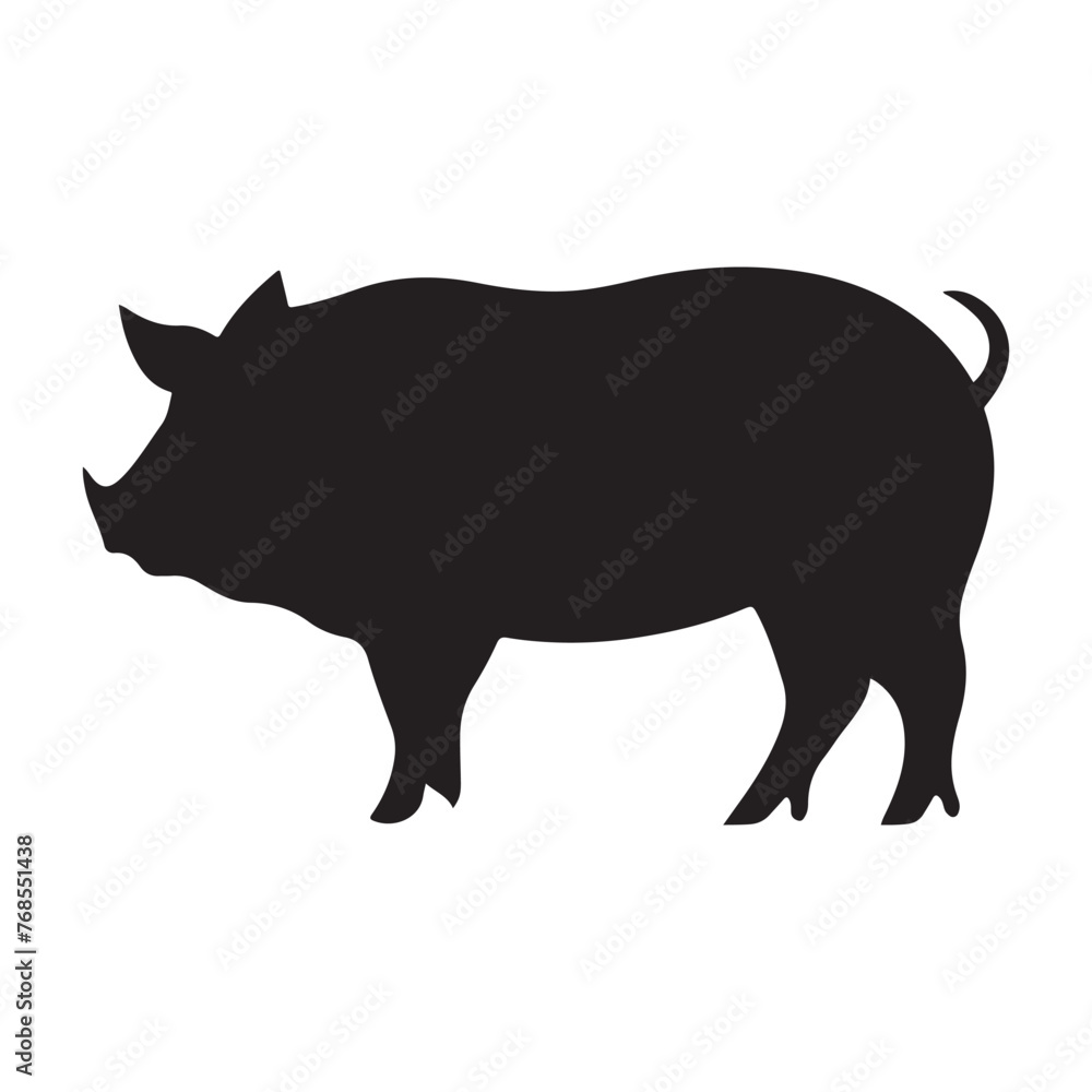 Pig silhouette clipart on a white background Pig silhouette clipart on a white background