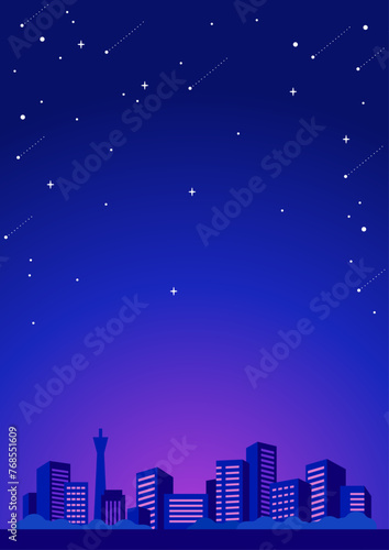 Starry sky and night cityscape