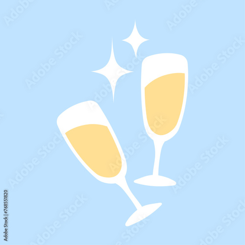 Vector champagne toast glasses illustration