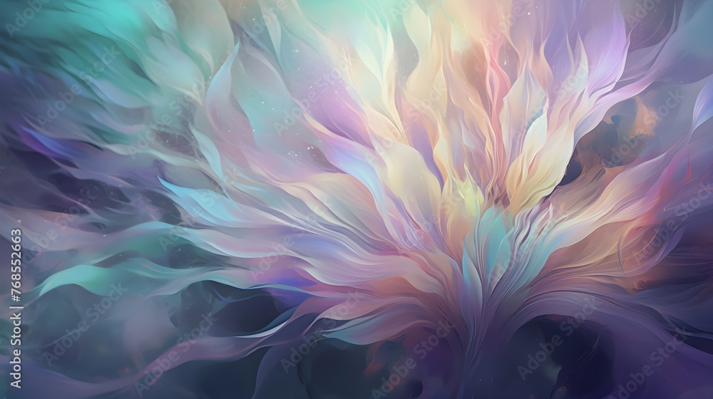 Fototapeta premium light soft pastel colorful abstract fractal background with flowers