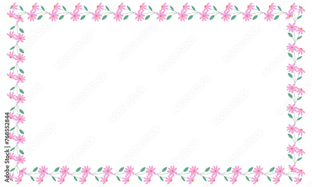 vector hand-drawn spring floral frame concept