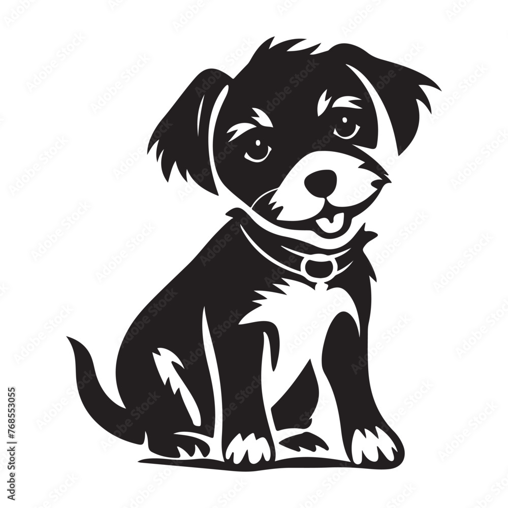 Obraz premium Playful puppy silhouette clipart on a white background