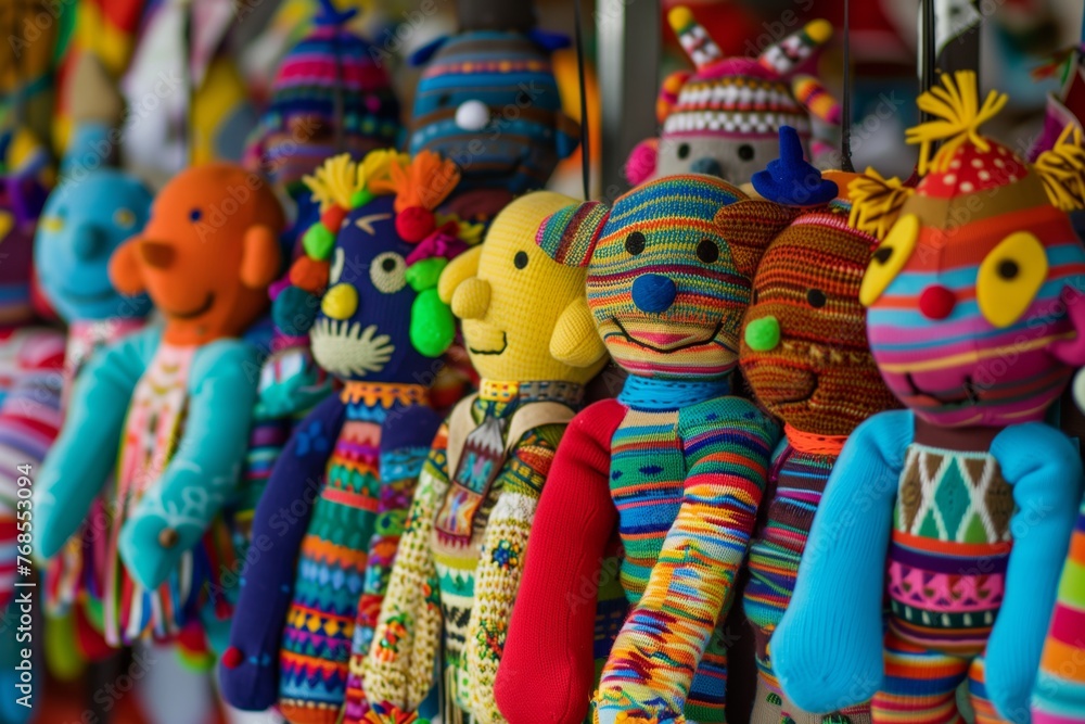 an array of multicultural sock puppet characters on a multicultural festival